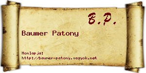 Baumer Patony névjegykártya